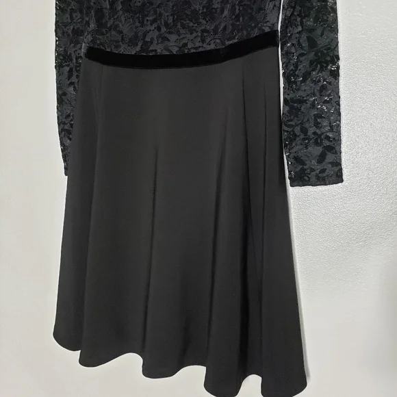 NEW Ralph Lauren Lace Bodice Dress Fit & Flare Long Sleeve Elegant Designer Chic - Picture 7 of 15